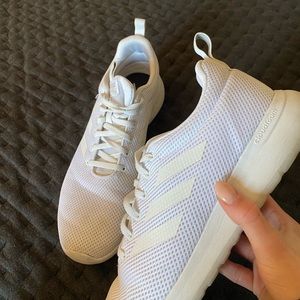 All white adidas tennis shoes